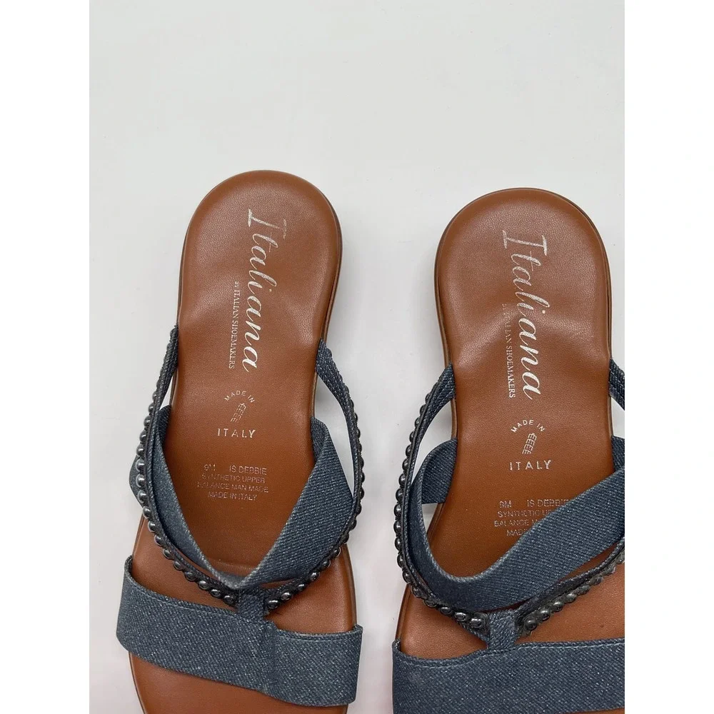 Italiana Denim Thong Sandals Beaded Detail Casual‎ Summer Slides Size 9M - Picture 2 of 10